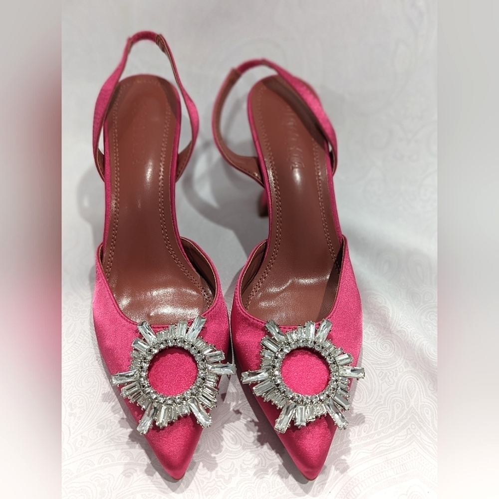 Hay Ixia Rhinestone Pink Heels Size 38 or US 8 - Picture 1 of 7